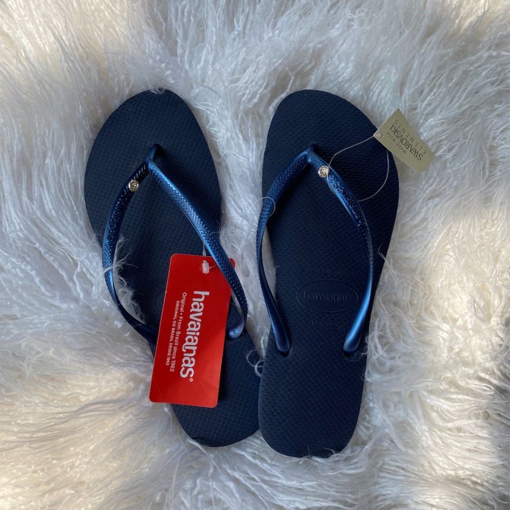 Havaianas x Swarovski Navy Blue Flip Flops